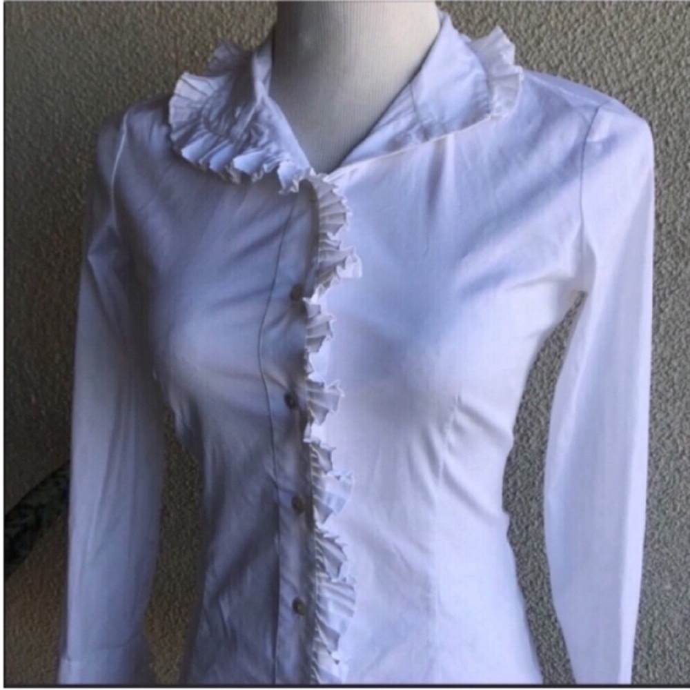 White Ruffled Blouse - Picture 6 of 8